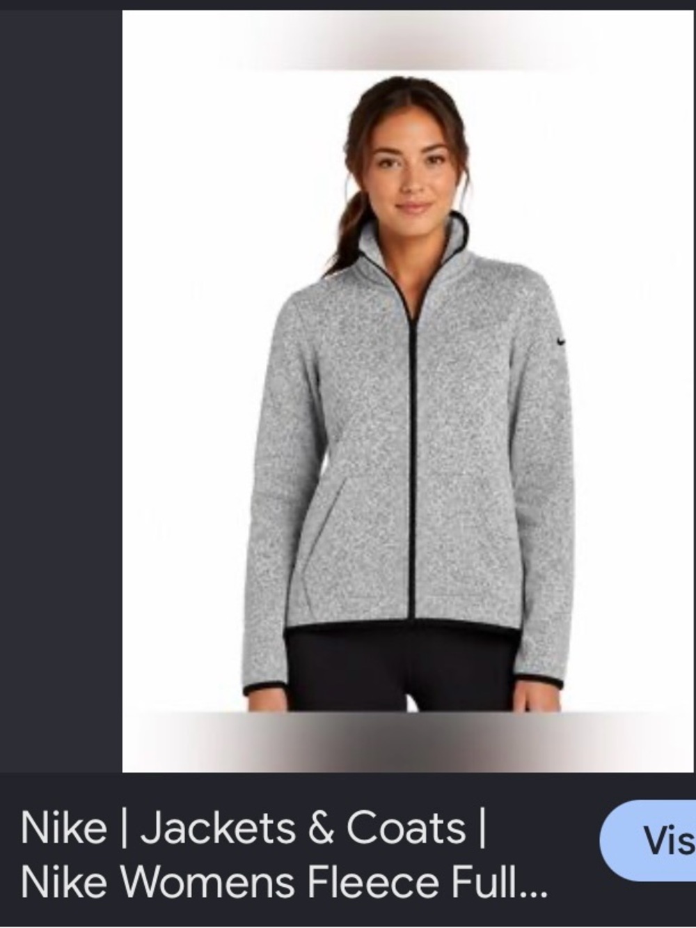 Nike Women’s light Gray Therma fit Full-Zip athletic Jacket with Black Trim
